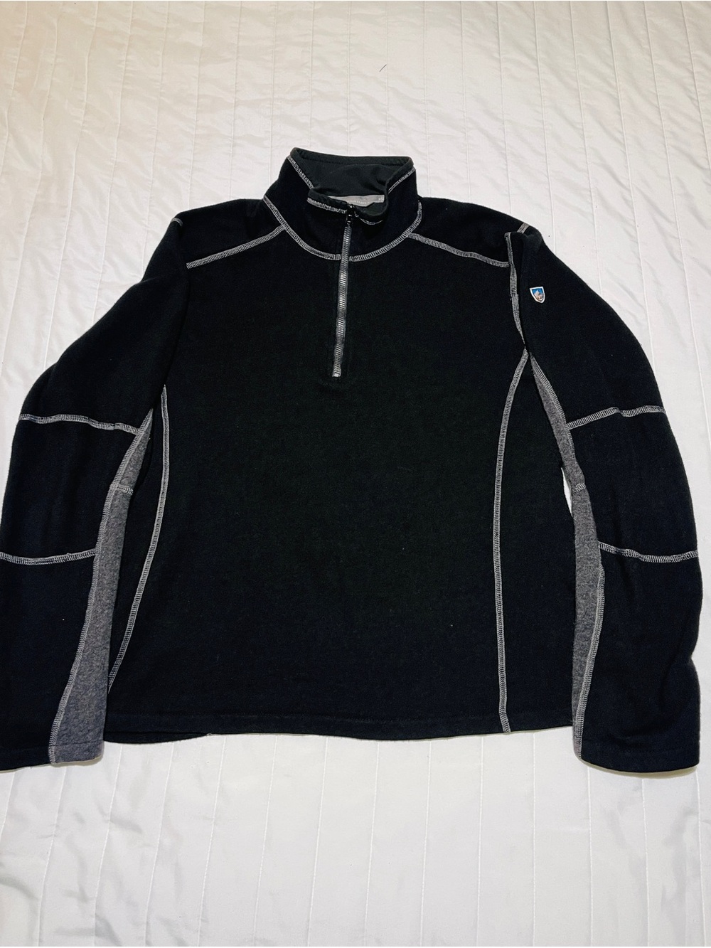 Kuhl Men's Black with Dark Gray Sleeve Performance Half-Zip - Picture 2 of 7